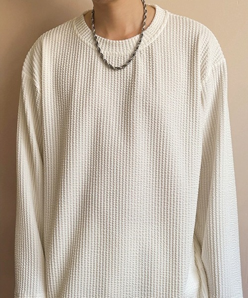 KELVIN(ケルヴァン)の「Textured Knit Long Tee テクスチャードニットロンT(Tシャツ/カットソー・メンズ・ホワイト/ブラック・LARGE/MEDIUM)」の13枚目の写真
