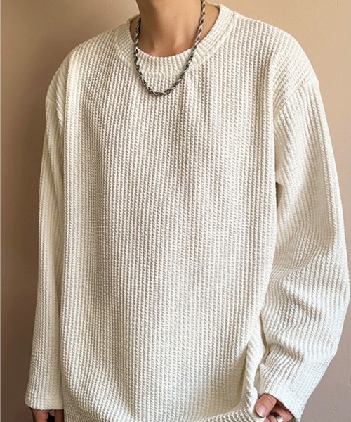 KELVIN(ケルヴァン)の「Textured Knit Long Tee テクスチャードニットロンT(Tシャツ/カットソー・メンズ・ホワイト/ブラック・LARGE/MEDIUM)」の14枚目の写真
