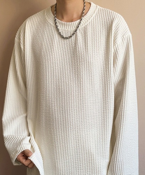 KELVIN(ケルヴァン)の「Textured Knit Long Tee テクスチャードニットロンT(Tシャツ/カットソー・メンズ・ホワイト/ブラック・LARGE/MEDIUM)」の15枚目の写真