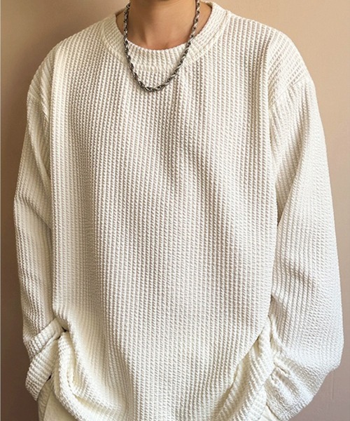 KELVIN(ケルヴァン)の「Textured Knit Long Tee テクスチャードニットロンT(Tシャツ/カットソー・メンズ・ホワイト/ブラック・LARGE/MEDIUM)」の16枚目の写真