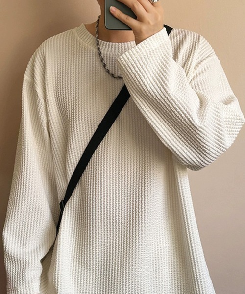KELVIN(ケルヴァン)の「Textured Knit Long Tee テクスチャードニットロンT(Tシャツ/カットソー・メンズ・ホワイト/ブラック・LARGE/MEDIUM)」の18枚目の写真