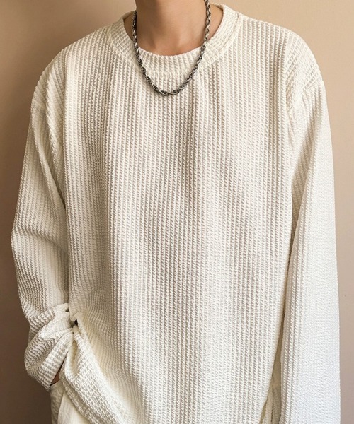 KELVIN(ケルヴァン)の「Textured Knit Long Tee テクスチャードニットロンT(Tシャツ/カットソー・メンズ・ホワイト/ブラック・LARGE/MEDIUM)」の9枚目の写真