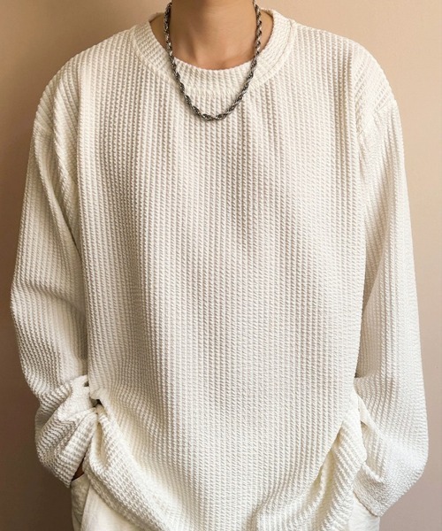 KELVIN(ケルヴァン)の「Textured Knit Long Tee テクスチャードニットロンT(Tシャツ/カットソー・メンズ・ホワイト/ブラック・LARGE/MEDIUM)」の10枚目の写真