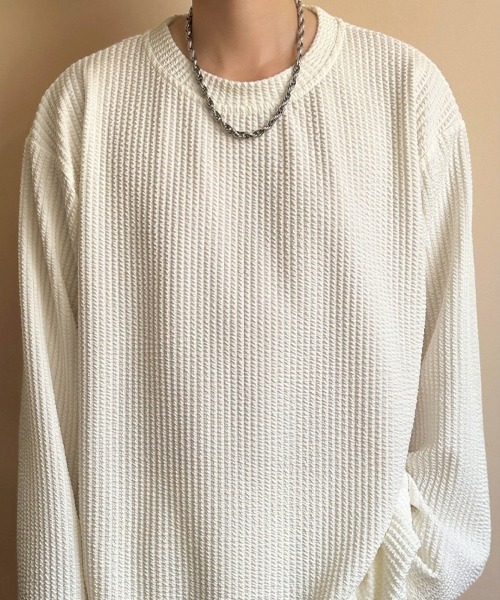 KELVIN(ケルヴァン)の「Textured Knit Long Tee テクスチャードニットロンT(Tシャツ/カットソー・メンズ・ホワイト/ブラック・LARGE/MEDIUM)」の11枚目の写真