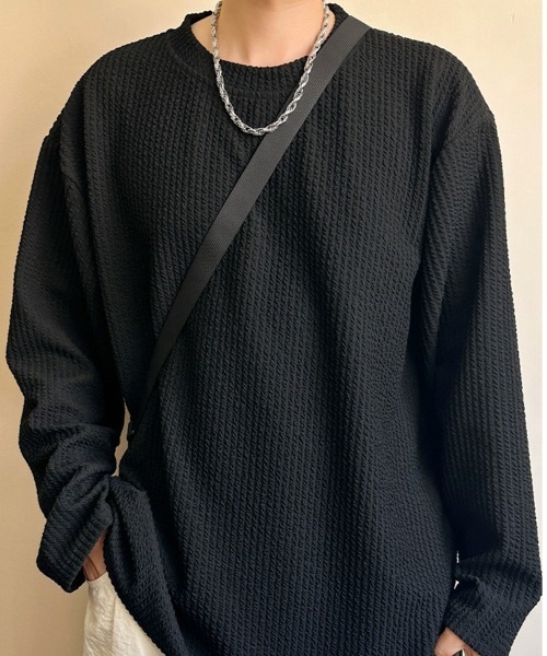KELVIN(ケルヴァン)の「Textured Knit Long Tee テクスチャードニットロンT(Tシャツ/カットソー・メンズ・ホワイト/ブラック・LARGE/MEDIUM)」の12枚目の写真