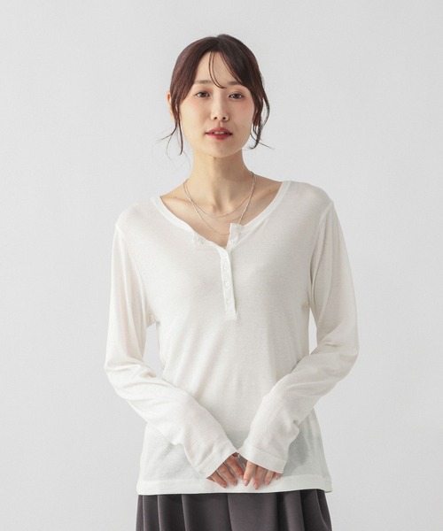 GLOBAL WORK（グローバルワーク）の「サラサラヘンリーネック長袖プルオーバー/1017895（Tシャツ/カットソー・レディース・ブラック/ワインレッド/ブルー系その他4/ライトグレー/ホワイト/ピンク系その他4・MEDIUM/LARGE）」の22枚目の写真
