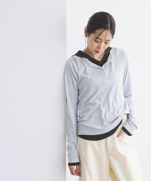 GLOBAL WORK（グローバルワーク）の「サラサラヘンリーネック長袖プルオーバー/1017895（Tシャツ/カットソー・レディース・ブラック/ワインレッド/ブルー系その他4/ライトグレー/ホワイト/ピンク系その他4・MEDIUM/LARGE）」の10枚目の写真