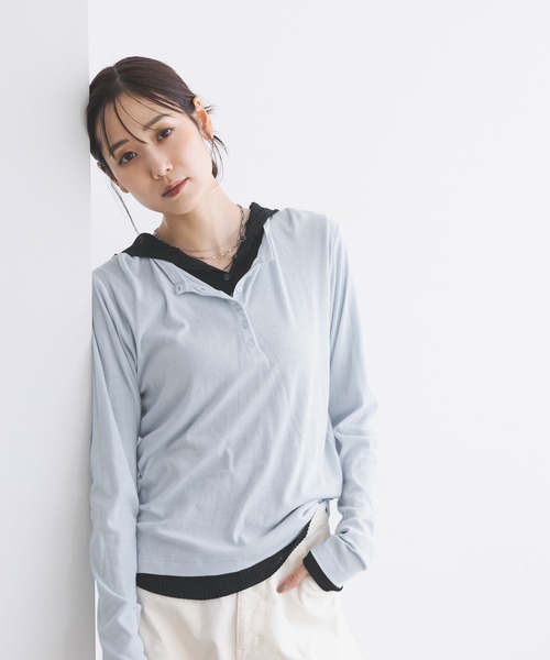 GLOBAL WORK（グローバルワーク）の「サラサラヘンリーネック長袖プルオーバー/1017895（Tシャツ/カットソー・レディース・ブラック/ワインレッド/ブルー系その他4/ライトグレー/ホワイト/ピンク系その他4・MEDIUM/LARGE）」の11枚目の写真