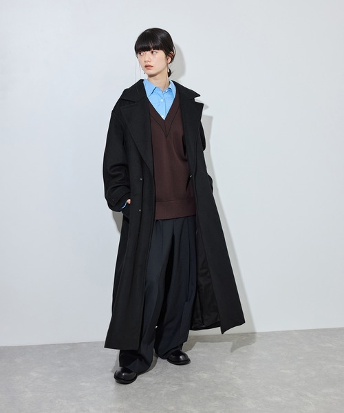 ADAM ET ROPE'(アダムエロペ)の「【サステナブル】Super140’sシャルムビーバーマキシコート(チェスターコート・レディース・ブラウン系その他2/ブラック/キャメル・38/36)」の6枚目の写真