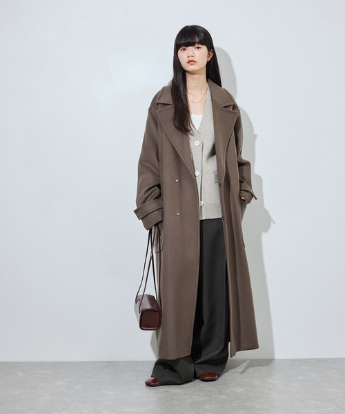 ADAM ET ROPE'(アダムエロペ)の「【サステナブル】Super140’sシャルムビーバーマキシコート(チェスターコート・レディース・ブラウン系その他2/ブラック/キャメル・38/36)」の8枚目の写真