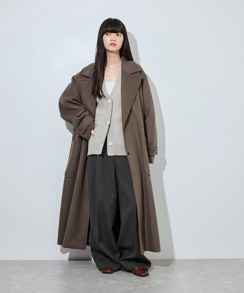 ADAM ET ROPE'(アダムエロペ)の「【サステナブル】Super140’sシャルムビーバーマキシコート(チェスターコート・レディース・ブラウン系その他2/ブラック/キャメル・38/36)」の9枚目の写真