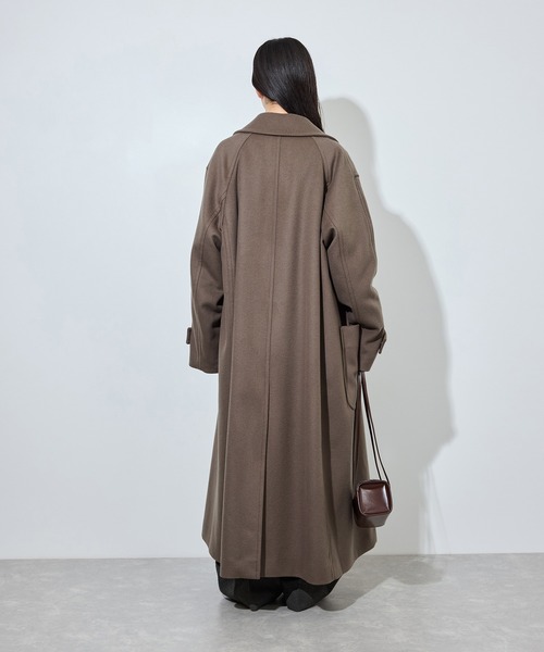 ADAM ET ROPE'(アダムエロペ)の「【サステナブル】Super140’sシャルムビーバーマキシコート(チェスターコート・レディース・ブラウン系その他2/ブラック/キャメル・38/36)」の10枚目の写真
