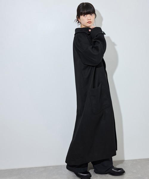 ADAM ET ROPE'(アダムエロペ)の「【サステナブル】Super140’sシャルムビーバーマキシコート(チェスターコート・レディース・ブラウン系その他2/ブラック/キャメル・38/36)」の20枚目の写真