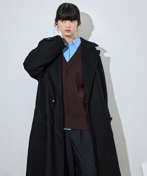 ADAM ET ROPE'(アダムエロペ)の「【サステナブル】Super140’sシャルムビーバーマキシコート(チェスターコート・レディース・ブラウン系その他2/ブラック/キャメル・38/36)」の22枚目の写真