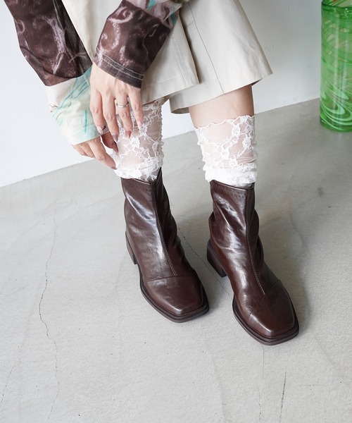 SANSeLF（サンセルフ）の「【SANSeLF】スクエアストレッチショートブーツ sas26a002（ブーツ・レディース・ブラウン/ブラック・36/37/39/38）」の10枚目の写真