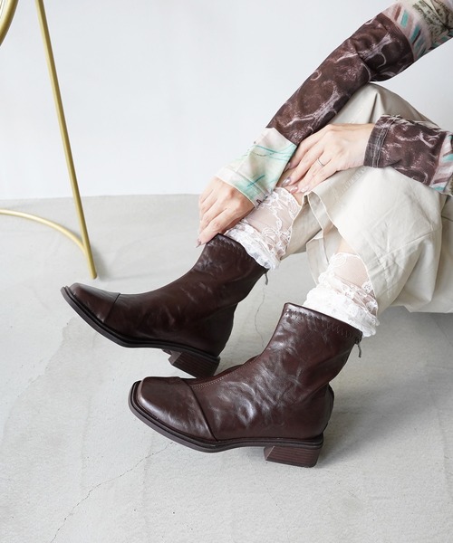 SANSeLF（サンセルフ）の「【SANSeLF】スクエアストレッチショートブーツ sas26a002（ブーツ・レディース・ブラウン/ブラック・36/37/39/38）」の11枚目の写真