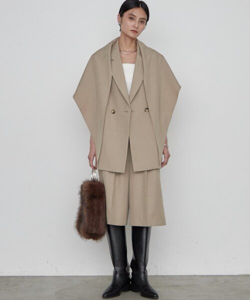 LOUNGEDRESS(ラウンジドレス)の「《セットアップ可》スカーフ付き3WAYテーラードジャケット 秋服(テーラードジャケット・レディース・ベージュ・FREE)」の8枚目の写真