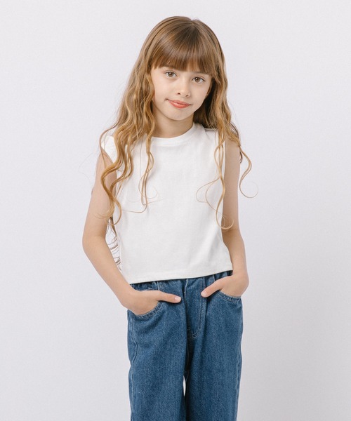 URBAN CHERRY(アーバンチェリー)の「カットショルダータンクトップ(タンクトップ・キッズ・ブラック/ホワイト/ベージュ・110cm/120cm/130cm/140cm/150cm)」の2枚目の写真