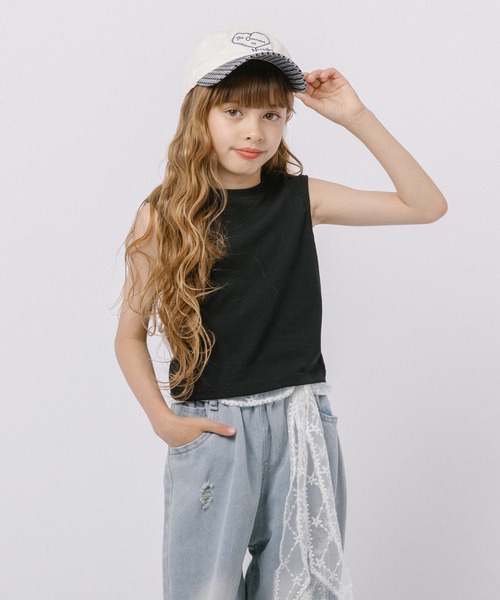 URBAN CHERRY(アーバンチェリー)の「カットショルダータンクトップ(タンクトップ・キッズ・ブラック/ホワイト/ベージュ・110cm/120cm/130cm/140cm/150cm)」の3枚目の写真