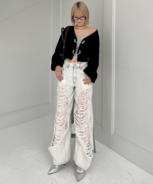 SPIRALGIRL(スパイラルガール)の「レースクラッシュデニムパンツ(デニムパンツ・レディース・ホワイト系その他/ブラック系その他・SMALL/MEDIUM)」の16枚目の写真