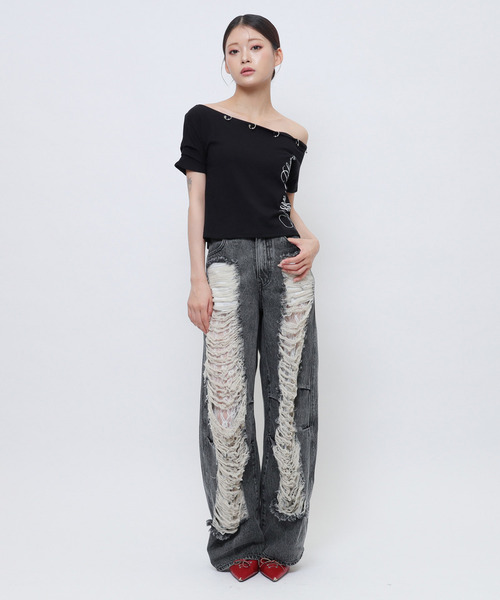 SPIRALGIRL(スパイラルガール)の「レースクラッシュデニムパンツ(デニムパンツ・レディース・ホワイト系その他/ブラック系その他・SMALL/MEDIUM)」の18枚目の写真