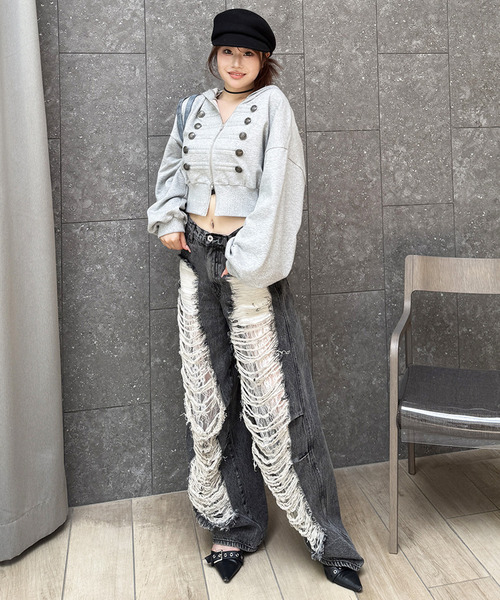 SPIRALGIRL(スパイラルガール)の「レースクラッシュデニムパンツ(デニムパンツ・レディース・ホワイト系その他/ブラック系その他・SMALL/MEDIUM)」の21枚目の写真