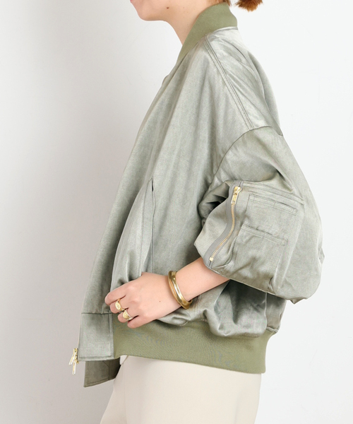 PROVOKE (プロヴォーク)の「【PROVOKE/プロヴォーク】pigment short MA-1 KHAKI(MA-1・レディース・カーキ・FREE)」の2枚目の写真