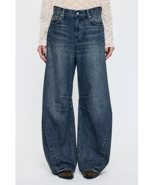MOUSSY(マウジー)の「【26年AW新作】【再入荷】HORSESHOE BAGGY(デニムパンツ・レディース・ダークブルー/ワンウォッシュ・2/1/0)」の2枚目の写真