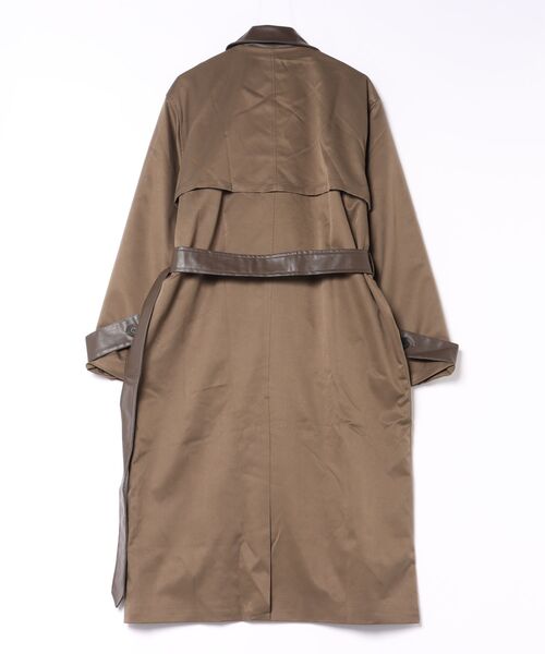 SETUP7(セットアップセブン)の「【SETUP7】PU Leather Collar Over Trench Coat / PUレザーカラー オーバートレンチコート SNF(トレンチコート・メンズ・ブラウン/ブラック/アイボリー・M/L)」の4枚目の写真