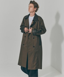 【SETUP7】PU Leather Collar Over Trench Coat / PUレザーカラー オーバートレンチコート SNF