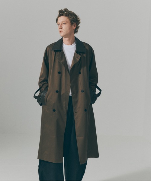 SETUP7(セットアップセブン)の「【SETUP7】PU Leather Collar Over Trench Coat / PUレザーカラー オーバートレンチコート SNF(トレンチコート・メンズ・ブラウン/ブラック/アイボリー・M/L)」の17枚目の写真