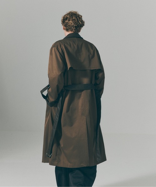 SETUP7(セットアップセブン)の「【SETUP7】PU Leather Collar Over Trench Coat / PUレザーカラー オーバートレンチコート SNF(トレンチコート・メンズ・ブラウン/ブラック/アイボリー・M/L)」の19枚目の写真
