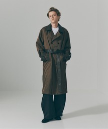 SETUP7（セットアップセブン）の「【SETUP7】PU Leather Collar Over Trench Coat / PUレザーカラー オーバートレンチコート SNF（トレンチコート）」