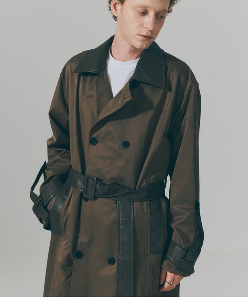 SETUP7(セットアップセブン)の「【SETUP7】PU Leather Collar Over Trench Coat / PUレザーカラー オーバートレンチコート SNF(トレンチコート・メンズ・ブラウン/ブラック/アイボリー・M/L)」の20枚目の写真