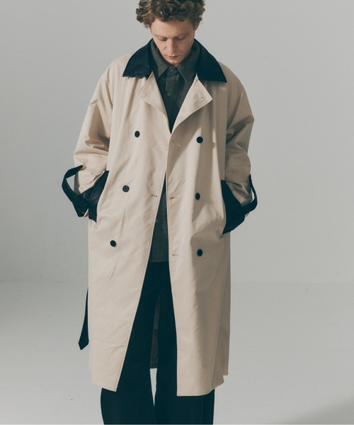 SETUP7(セットアップセブン)の「【SETUP7】PU Leather Collar Over Trench Coat / PUレザーカラー オーバートレンチコート SNF(トレンチコート・メンズ・ブラウン/ブラック/アイボリー・M/L)」の6枚目の写真