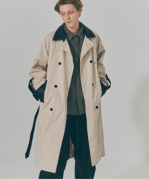 SETUP7(セットアップセブン)の「【SETUP7】PU Leather Collar Over Trench Coat / PUレザーカラー オーバートレンチコート SNF(トレンチコート・メンズ・ブラウン/ブラック/アイボリー・M/L)」の7枚目の写真