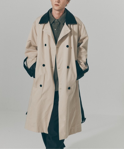 SETUP7(セットアップセブン)の「【SETUP7】PU Leather Collar Over Trench Coat / PUレザーカラー オーバートレンチコート SNF(トレンチコート・メンズ・ブラウン/ブラック/アイボリー・M/L)」の8枚目の写真
