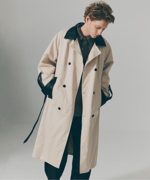 SETUP7(セットアップセブン)の「【SETUP7】PU Leather Collar Over Trench Coat / PUレザーカラー オーバートレンチコート SNF(トレンチコート・メンズ・ブラウン/ブラック/アイボリー・M/L)」の9枚目の写真