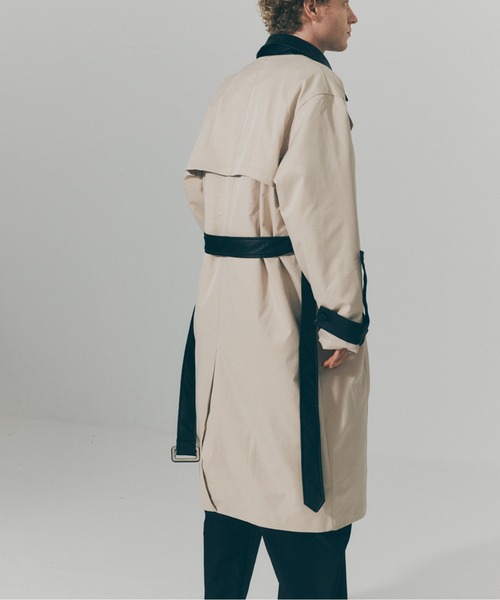 SETUP7(セットアップセブン)の「【SETUP7】PU Leather Collar Over Trench Coat / PUレザーカラー オーバートレンチコート SNF(トレンチコート・メンズ・ブラウン/ブラック/アイボリー・M/L)」の10枚目の写真
