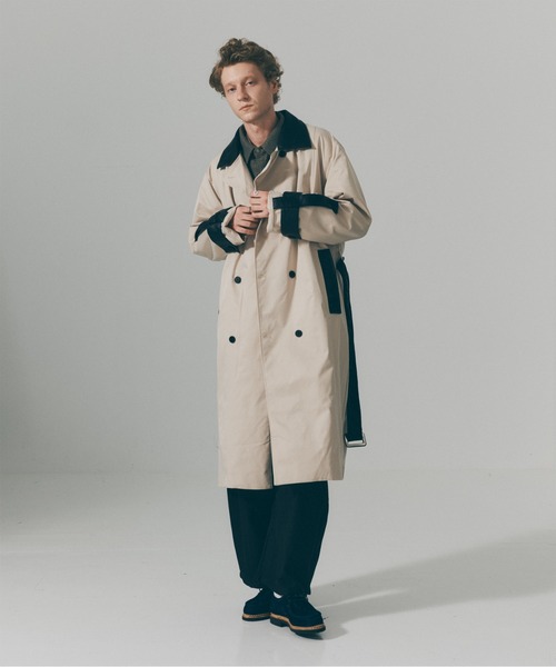 SETUP7(セットアップセブン)の「【SETUP7】PU Leather Collar Over Trench Coat / PUレザーカラー オーバートレンチコート SNF(トレンチコート・メンズ・ブラウン/ブラック/アイボリー・M/L)」の11枚目の写真