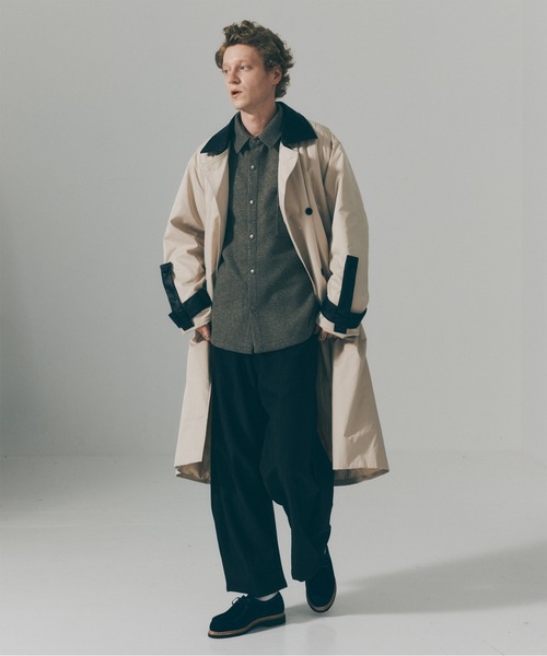 SETUP7(セットアップセブン)の「【SETUP7】PU Leather Collar Over Trench Coat / PUレザーカラー オーバートレンチコート SNF(トレンチコート・メンズ・ブラウン/ブラック/アイボリー・M/L)」の12枚目の写真