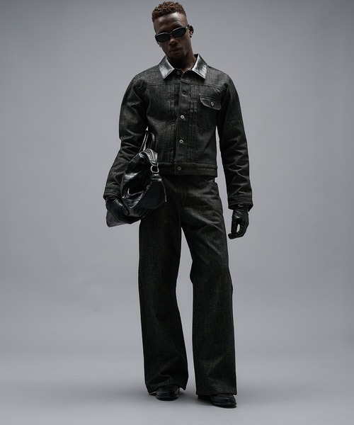ANDER HUNK（アンダーハンク）の「Crocodile Switch Slav Straight Denim/クロコダイルスイッチスラブストレートデニム（デニムパンツ・メンズ・ブラック/インディゴブルー・MEDIUM/LARGE/SMALL）」の3枚目の写真