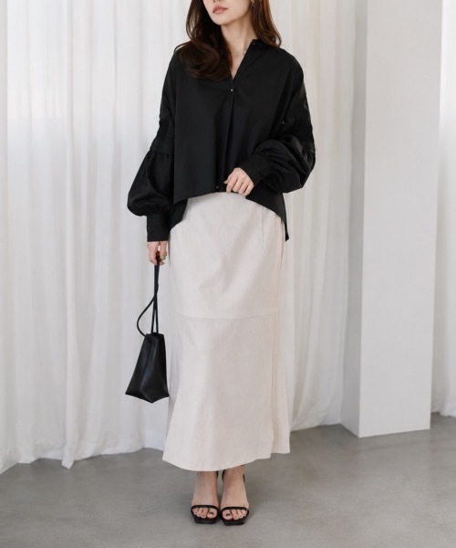 Muffiny(マフィニー)の「シャーリングボリュームスリーブブラウス【Indian Cotton】(シャツ/ブラウス・レディース・ブラック/サックスブルー/ピンク/オフホワイト・MEDIUM)」の2枚目の写真