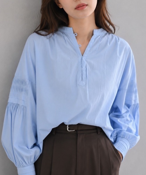 Muffiny(マフィニー)の「シャーリングボリュームスリーブブラウス【Indian Cotton】(シャツ/ブラウス・レディース・ブラック/サックスブルー/ピンク/オフホワイト・MEDIUM)」の18枚目の写真