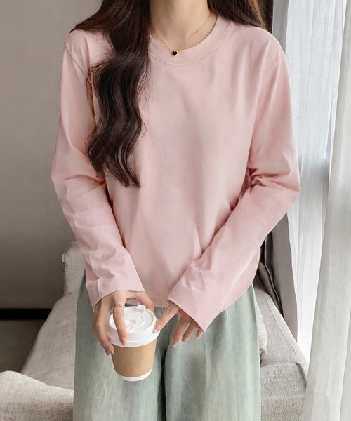 Miniministore（ミニミニストア）の「長袖TシャツカットソークルーネックロンT（Tシャツ/カットソー・レディース・ライトグレー/アイボリー/ネイビー/ピンク/ベージュ/ブラック/ホワイト/ライトブルー・FREE）」の8枚目の写真