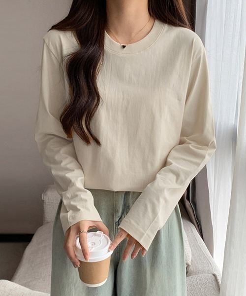 Miniministore（ミニミニストア）の「長袖TシャツカットソークルーネックロンT（Tシャツ/カットソー・レディース・ライトグレー/アイボリー/ネイビー/ピンク/ベージュ/ブラック/ホワイト/ライトブルー・FREE）」の3枚目の写真