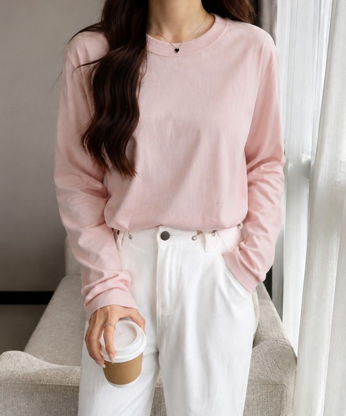 Miniministore（ミニミニストア）の「長袖TシャツカットソークルーネックロンT（Tシャツ/カットソー・レディース・ライトグレー/アイボリー/ネイビー/ピンク/ベージュ/ブラック/ホワイト/ライトブルー・FREE）」の11枚目の写真