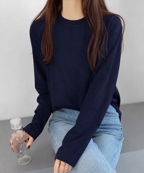 Miniministore（ミニミニストア）の「長袖TシャツカットソークルーネックロンT（Tシャツ/カットソー・レディース・ライトグレー/アイボリー/ネイビー/ピンク/ベージュ/ブラック/ホワイト/ライトブルー・FREE）」の14枚目の写真
