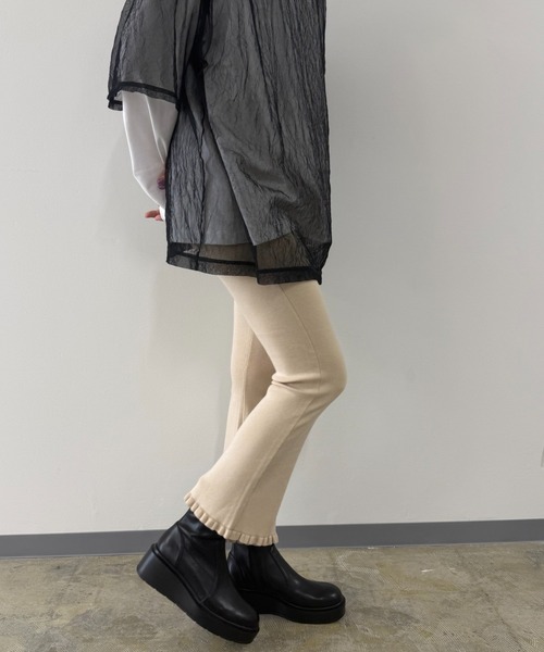 PROVOKE (プロヴォーク)の「FRILL HEM CROPPED KNIT PANTS(その他パンツ・レディース・ブラック/アイボリー・FREE)」の14枚目の写真