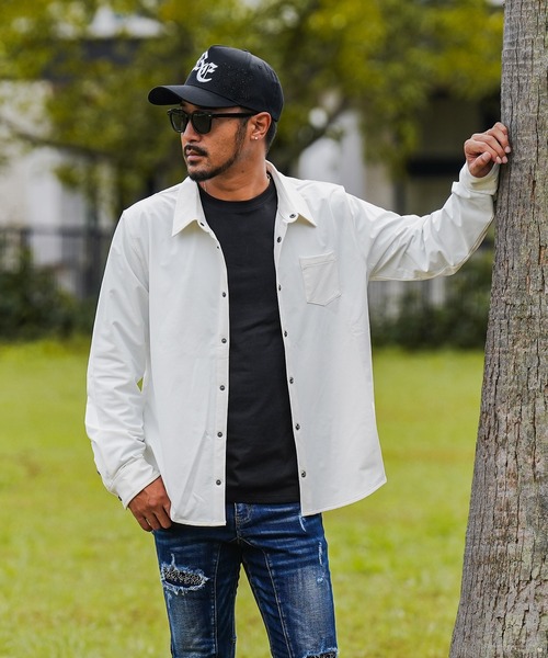 adamsJUGGLER（アダムスジャグラー）の「RTEGクロス-Bロングシャツ（シャツ/ブラウス・メンズ・ブラック/ホワイト・M/S/XL/L）」の12枚目の写真